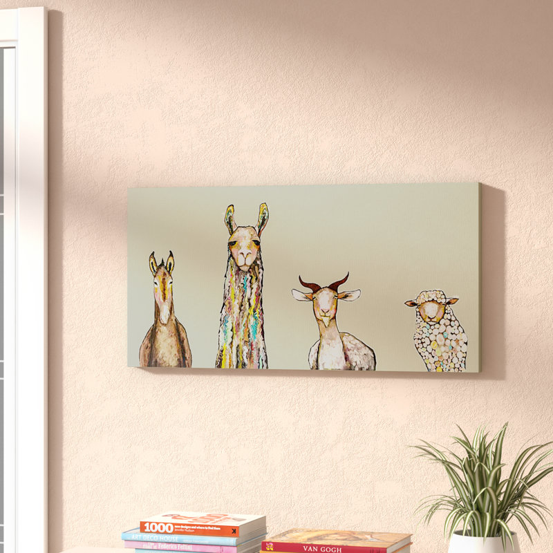 Mercury Row® Donkey, Llama, Goat, Sheep by Eli Halpin Print on Canvas
